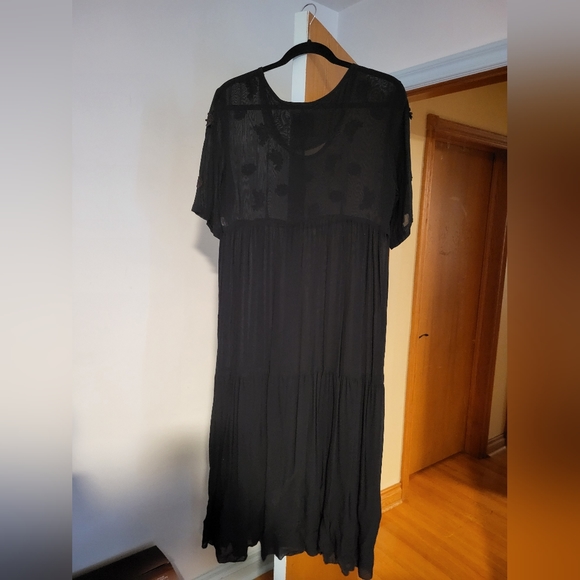 VINTAGE MENDOCINO BLACK SHEER EMPIRE WAIST DRESS - Picture 3 of 6